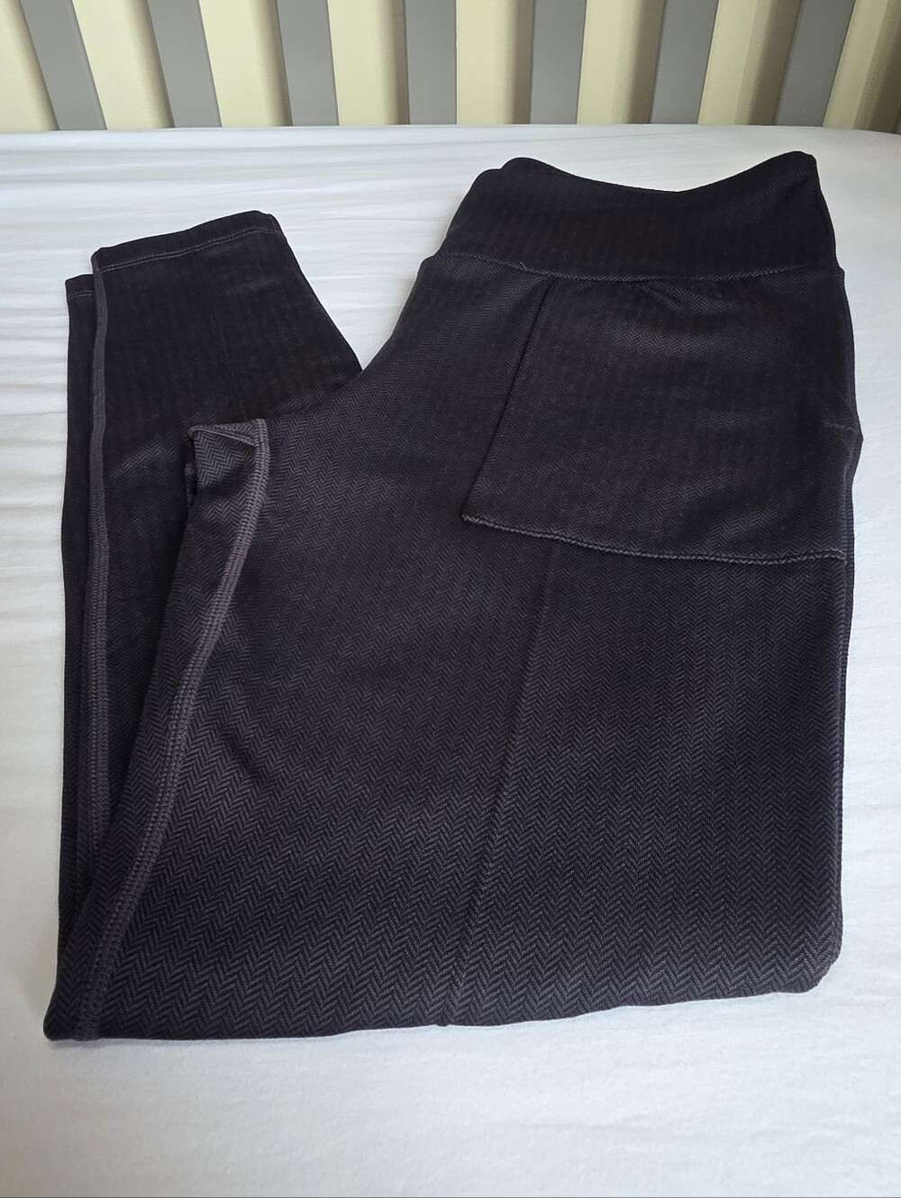 Mondetta Black Gray High-Waist Jacquard Knit Leggings with Zipper Pocket Size L